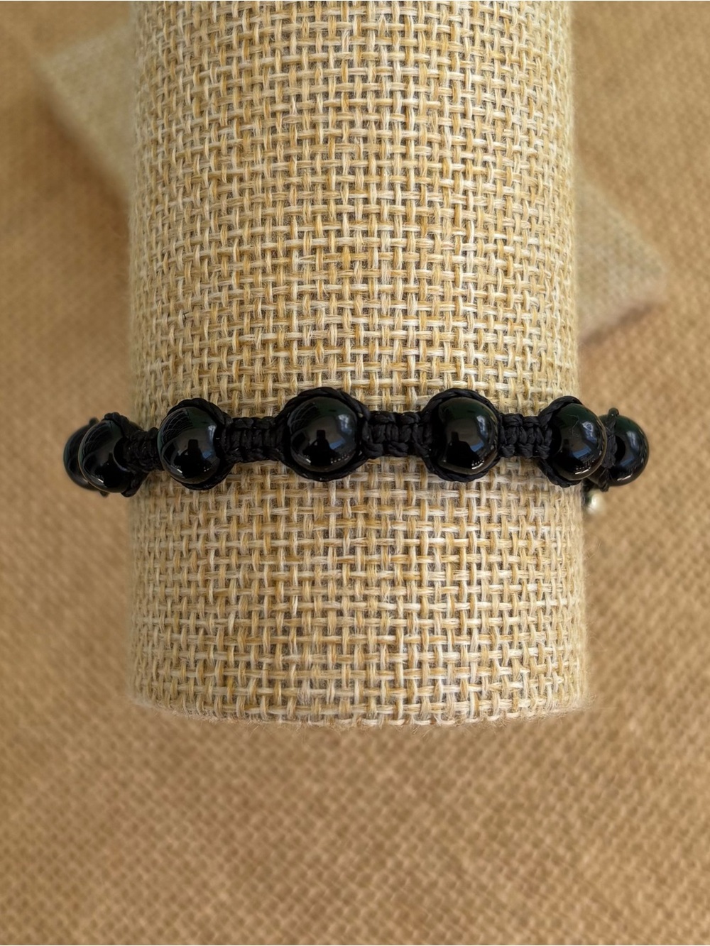Handcrafted Black Bead Macramé Bracelet